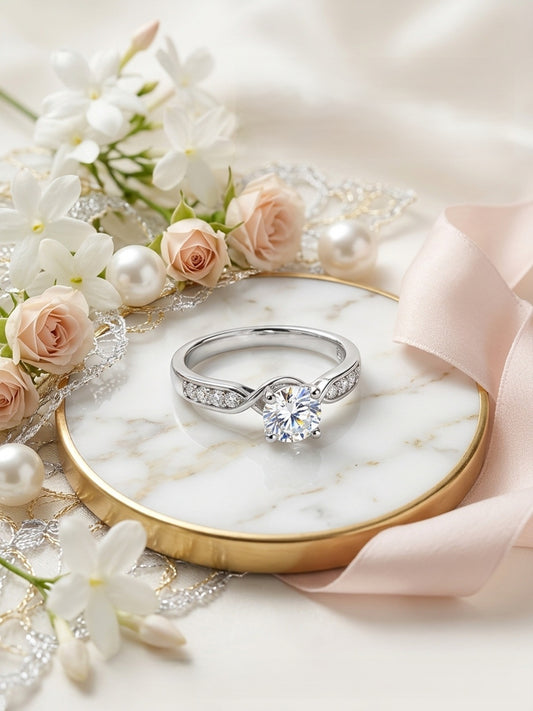 Shafaf Silver Toned AD Stone Ring For Women & Girls