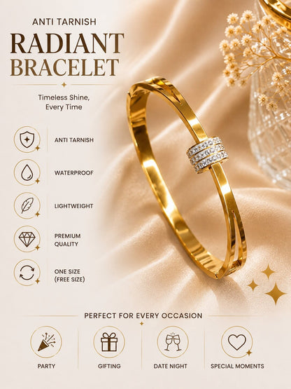 Shafaf Gold-Plated Pave AD Barrel Center Anti-Tarnish Adjustable Bracelet
