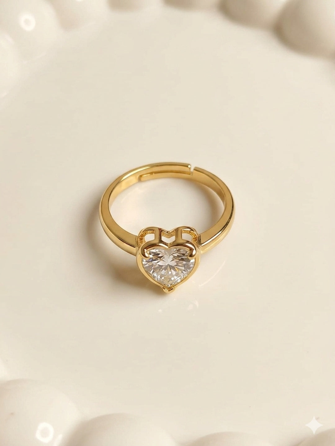 Shafaf Heart Shaped Stone Ring - Gold For Women & Girls