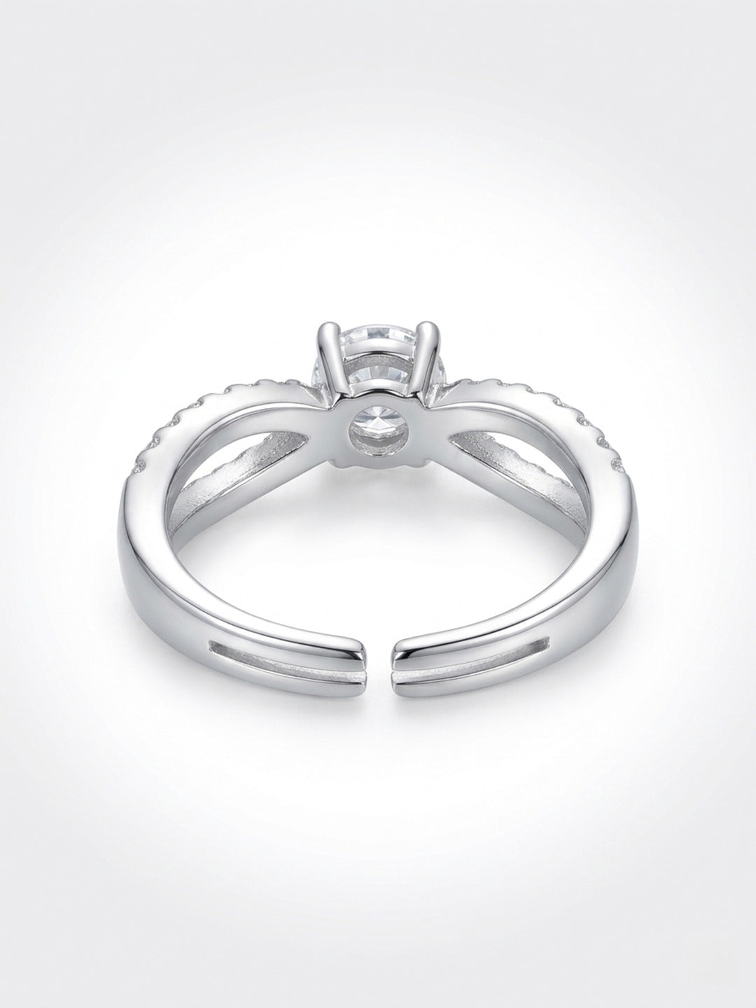 Shafaf American Diamond Silver Color Ring for Women, Adjustable Open Band with Cubic Zirconia Stone