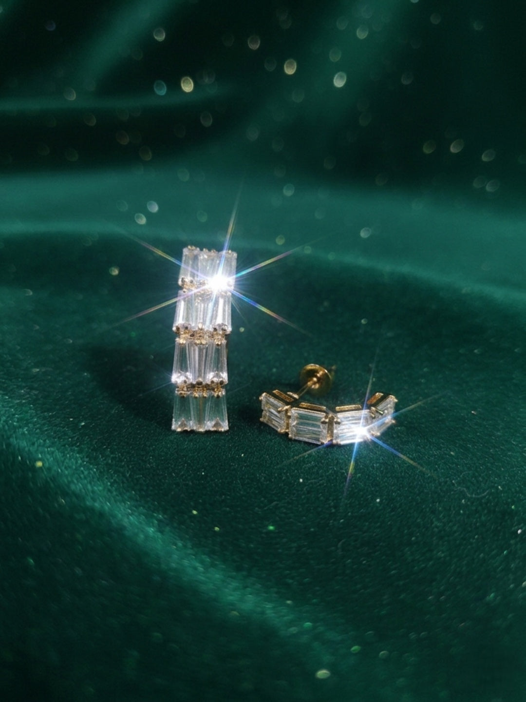 Shafaf Anti-Tarnish AD Half-Hoop Stud Earrings - Gold