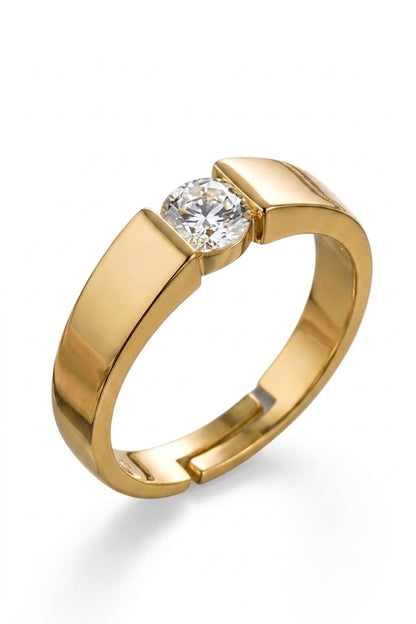 Shafaf Adjustable Gold Plated Anti-Tarnish Zircon Tension-Set Ring for Women | One Size Fits All Minimalist Band | Skin Friendly Jewelry | Best Gifting for All Occassion