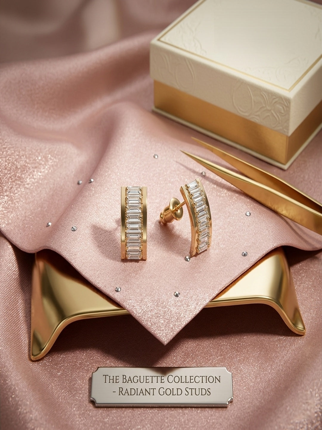 Shafaf Anti-Tarnish AD Half-Hoop Earrings For Women & Girls Gold