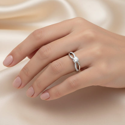 Shafaf American Diamond Silver Color Ring for Women, Adjustable Open Band with Cubic Zirconia Stone