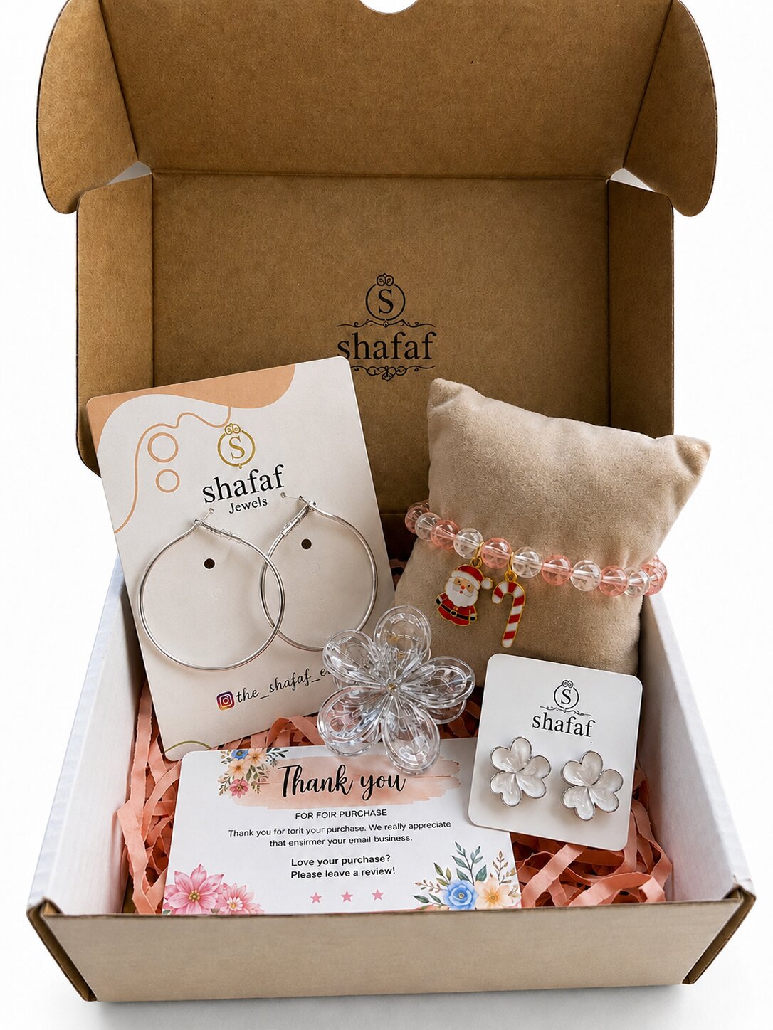 Shafaf Fashion Jewelry Gift Combo Set, Including Bracelet, Hoop Earring, Ear Studs & Clutcher