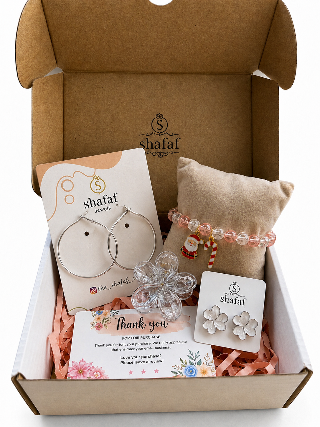 Shafaf Fashion Jewelry Gift Combo Set, Including Bracelet, Hoop Earring, Ear Studs & Clutcher