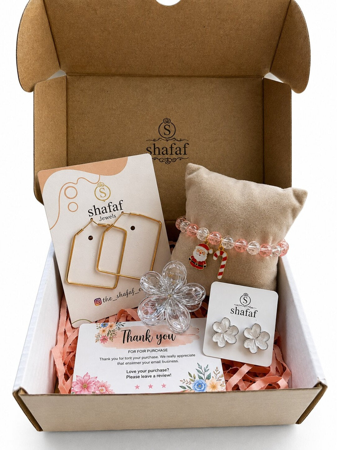 Shafaf Fashion Jewelry Gift Combo Set, Including Bracelet, Hoop Earring, Ear Studs & Clutcher