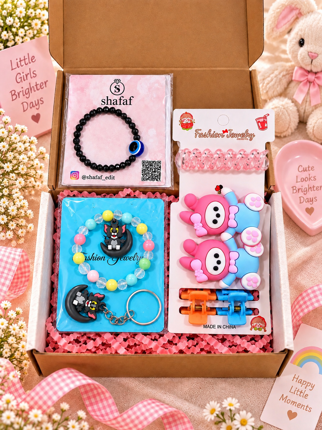Adorable cartoon character jewelry and hair accessories gift combo set for girls